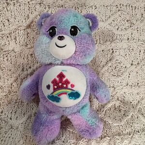 Care Bears Care-A-Lot Bear 40th Anniversary Plush Tie Dye Glitter 2022 Basic Fun